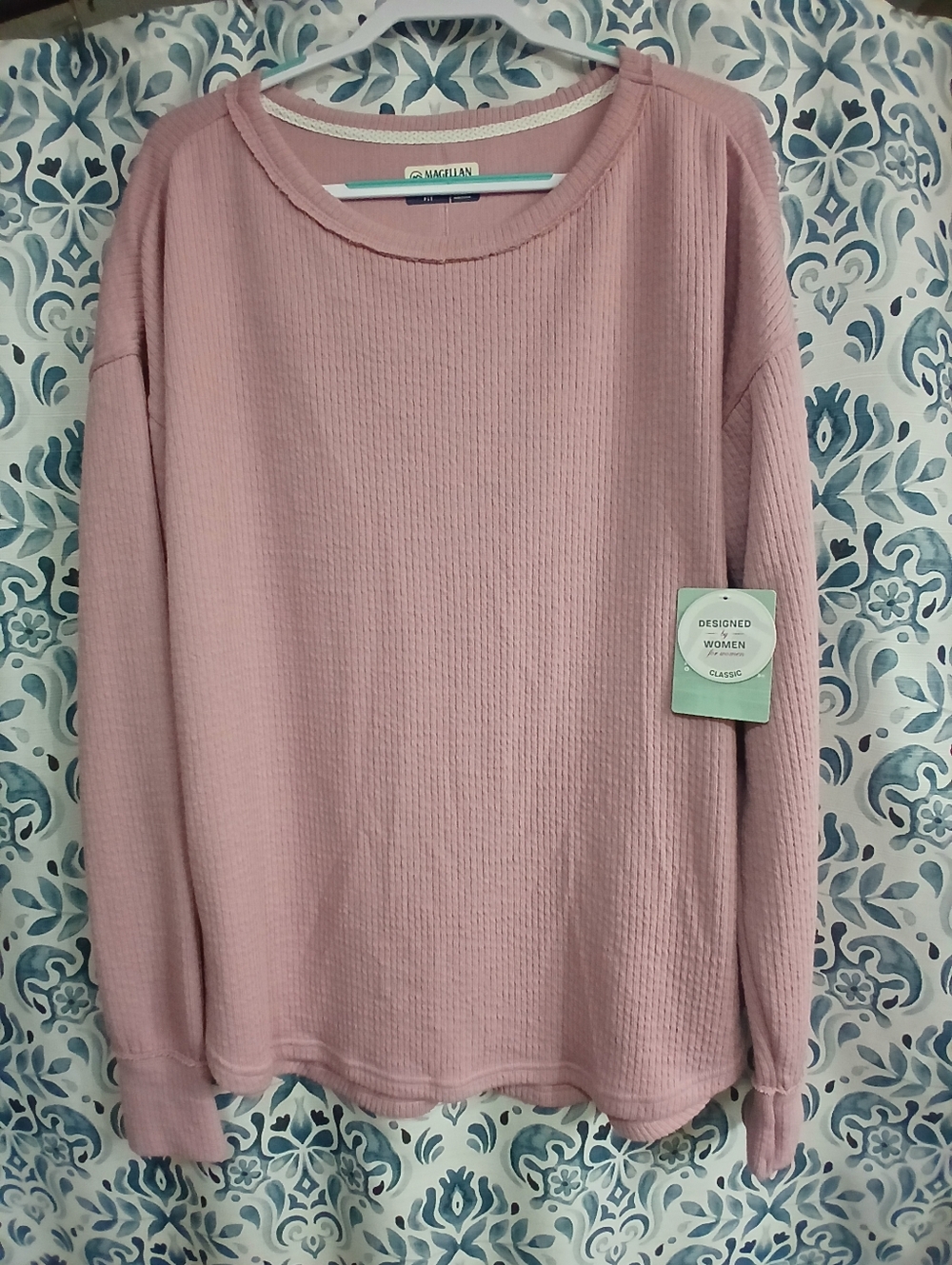 Magellan Outdoors Women's Dusty Rose Waffle Knit Pullover
